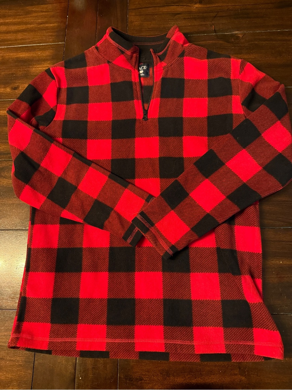 Youth XXL Red and Black Buffalo Plaid Quarter-Zip Sweater - The Children's Place